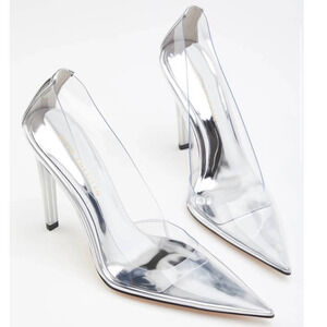 Good American Cinder-Rella Pumps Size 7.5 Glass GA275PB-X